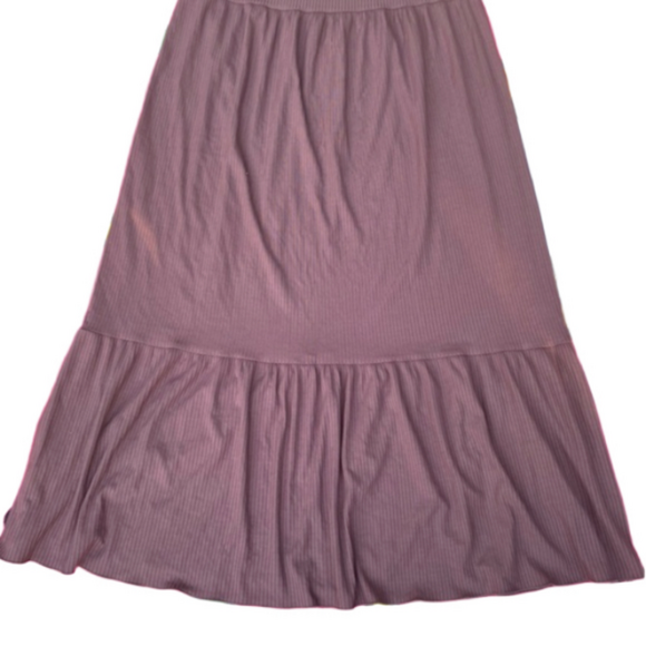 Carry Maternity Prairie Farmhouse Midi Dress Ruffle Hem Stretch Canada Mauve - Picture 6 of 10